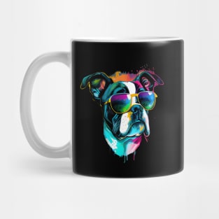 Colourful cool bulldog dog with sunglasses Mug